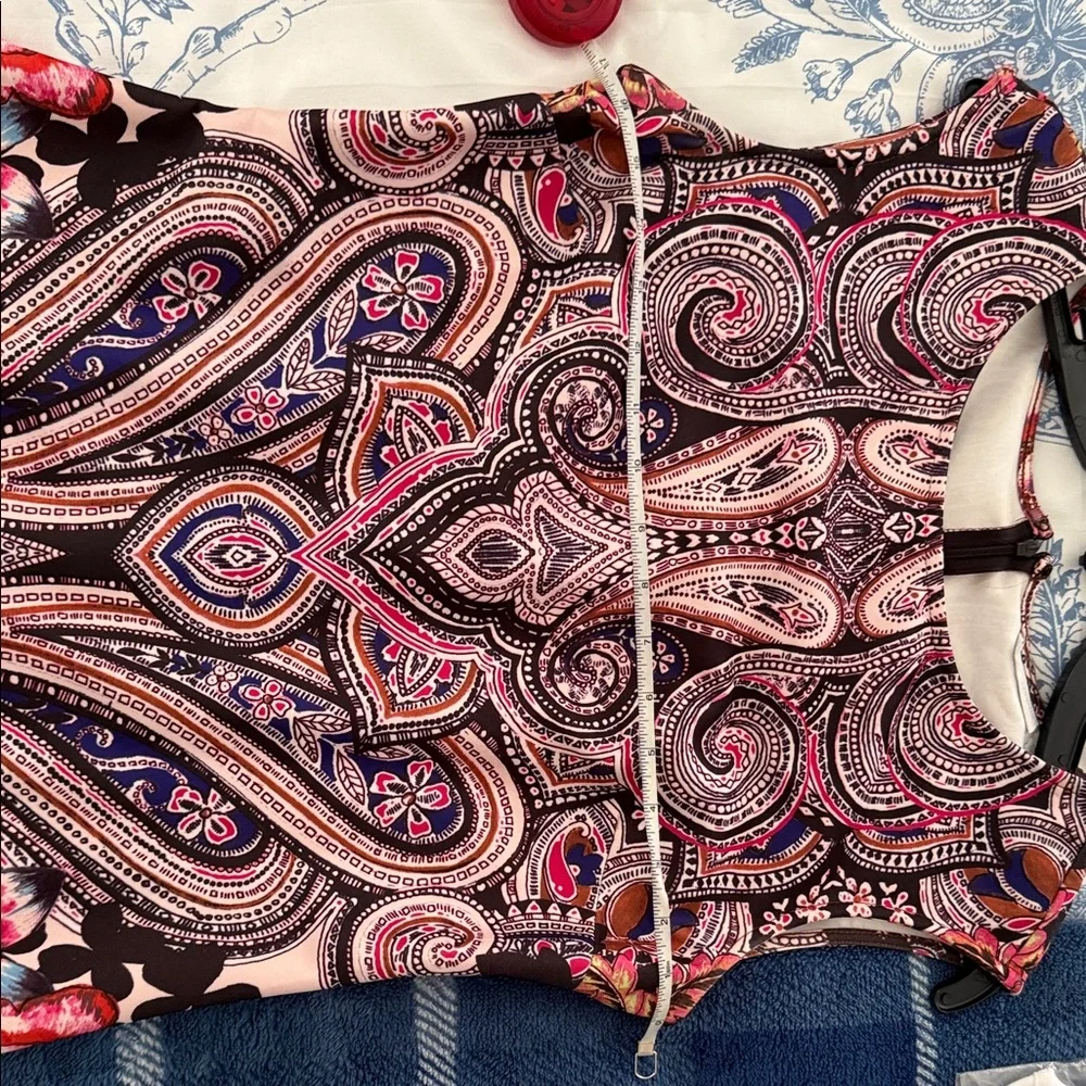 New York & Company Pink and Black Paisley Midi Dress - Picture 6 of 6